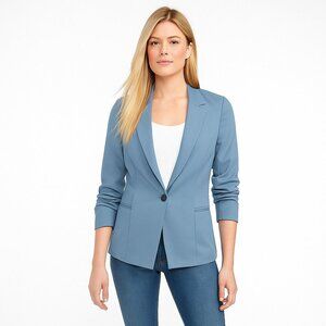 NWT White House Black Market Everyday Knit Blazer China Blue 0 #WHBM59